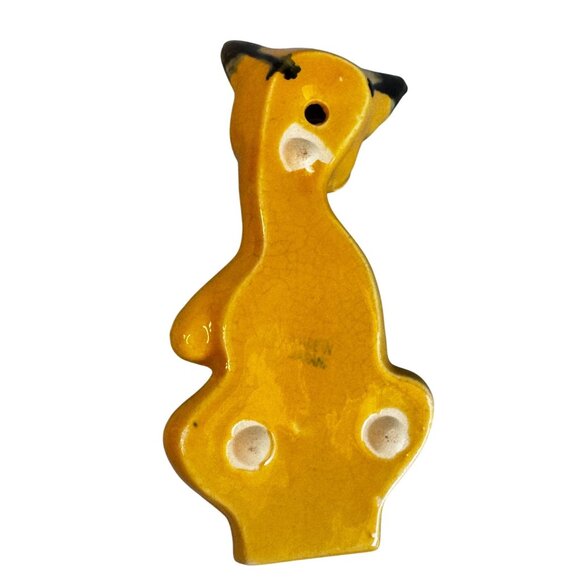 Vintage Siamese Cat Wall Pocket Yellow Ceramic Crackle Glaze Japan 6 Inches - Picture 3 of 4